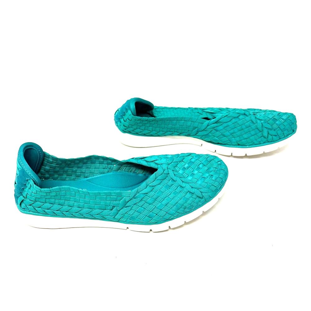 Bobs by Skechers Size 8 Flats Teal Blue Slip On Memory Foam Casual Everyday - Picture 3 of 8